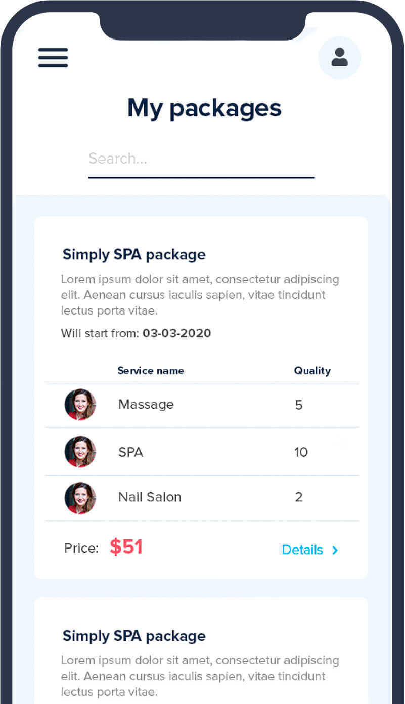 SimplyBook.me packages feature for bundled service offerings.